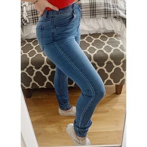 Forever 21 Blue High-Rise Skinny Jeans